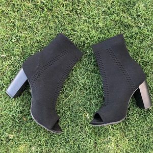 Black Sock Peep Toe Sock Booties